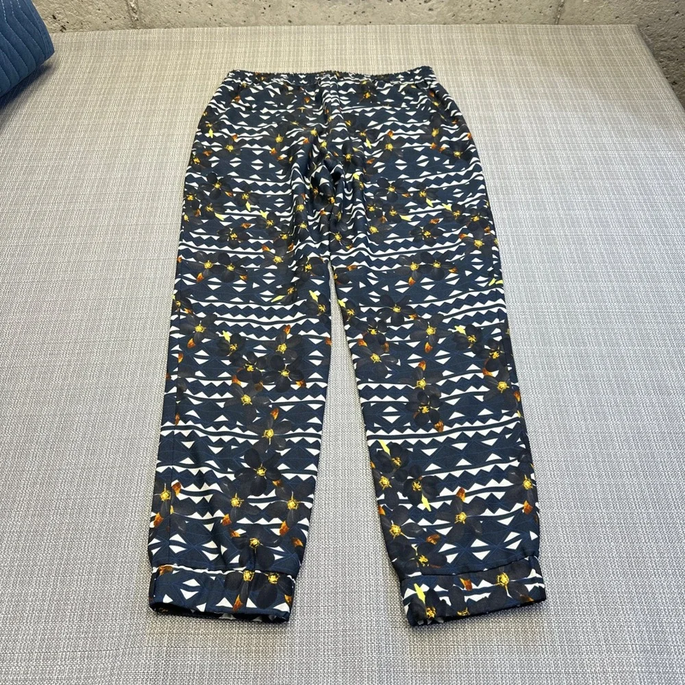 J. Crew Floral Print Turner Joggers Women size 2 Lined Geometric Pull On Pockets